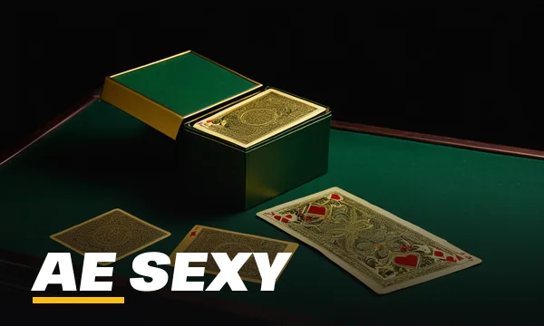 SkyFair AE Sexy lobby tile showing baccarat cards and a gold dealing box on green felt