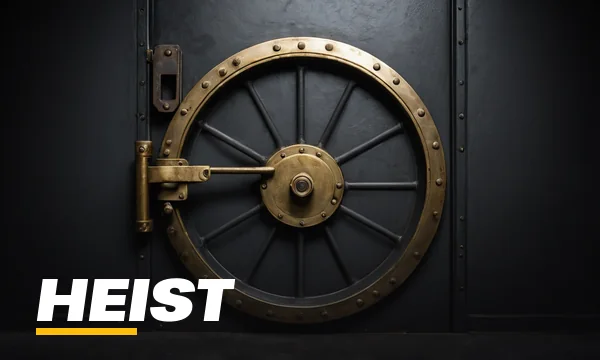 SkyFair Heist lobby tile showing a steel vault door with a gold wheel