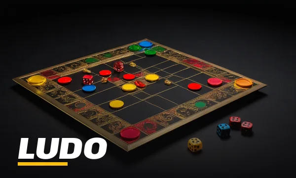 SkyFair Ludo lobby tile showing a ludo board with four tokens