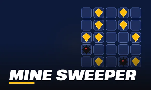 SkyFair Mine Sweeper lobby tile showing a gold gem and mine grid