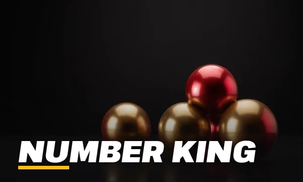 SkyFair Number King lobby tile showing red and gold lottery balls
